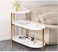 Mesa auxiliar de sofá moderna de mármol sintético para espacios pequeños, elegante mesa auxiliar con marco de metal, ideal para sofá, mesita de noche, mesa de café o mesa de centro, N