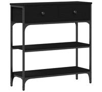 Mesa Auxiliar Elegante de Roble Negro con 2 Cajones y Estantes para Sala de Estar o Dormitorio, Diseño Moderno, Montaje Fácil, Mueble Compacto, Pieza de Acento, Mesita Lateral con Almacenamiento, Mad