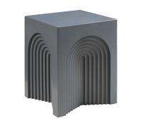 [en.casa] Mesa Auxiliar Elverumn Cuadrada con Diseño Arqueado Mesita de Noche Premontada para Salón Entrada Dormitorio Mesa de Centro Estable Versátil MDF 45 x 35 x 35 cm - Gris Mate