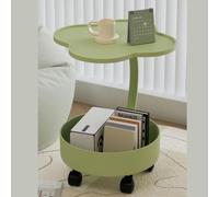 Mesa auxiliar en forma de C con espacio de almacenamiento, mesa auxiliar para TV, mesa auxiliar con ruedas, mesa auxiliar moderna para sala de estar, espacios pequeños, dormitorio, oficina, color ver