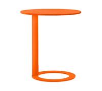 Mesa Auxiliar en Forma de C con Estructura de Metal, Mesa de Sofá y Mesa de Noche Redonda para Sala, Dormitorio, Mesa Compacta y Funcional para Espacios Pequeños(Orange,18.9x27.17in(48x69cm))