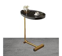 Mesa auxiliar en forma de C con estructura rústica de metal, se desliza debajo del sofá, ideal para aperitivos y té. También sirve como bandeja estrecha para la mesilla de noche o la sala de