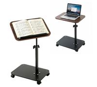 Mesa auxiliar en forma de C giratoria de 360° y altura ajustable (45-80 cm), multifunción, con estructura de metal, mesita de noche y mesa de café para salón, dormitorio y oficina (avellana)
