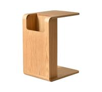 Mesa auxiliar en forma de C, hecha de roble natural, se puede utilizar en posición vertical u horizontal, con caja de almacenamiento, no requiere instalación, for espacios pequeños, dormitorio(Log col