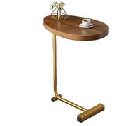 Mesa auxiliar en forma de C, mesa auxiliar de madera en forma de C, mesa auxiliar pequeña con marco de metal, mesas auxiliares estrechas, mesas de sofá que se deslizan hacia abajo for dormitorio, mesa
