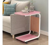 Mesa auxiliar en forma de C, mesa auxiliar, mesa de sofá con ruedas y bolsas de almacenamiento, mesa auxiliar para sofá deslizable debajo, cama, espacios pequeños, sala de estar, dormitorio (color: B)