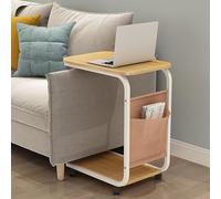 Mesa auxiliar en forma de C, mesa auxiliar, mesa de sofá con ruedas y bolsas de almacenamiento, mesa auxiliar para sofá deslizable debajo, cama, espacios pequeños, sala de estar, dormitorio (color: A)