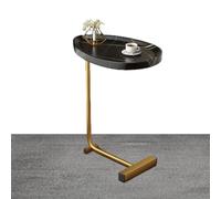 Mesa auxiliar en forma de C - Mesa de café lateral | Mesa de sofá deslizante con estructura de metal, mesa de té al final del sofá, mesa de té rústica con bandeja de mesita de noche