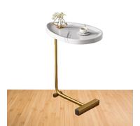Mesa auxiliar en forma de C - Mesa de café lateral | Mesas de sofá corredizas con marco de metal, mesas de té en el extremo del sofá, mesa de té rústica con bandeja de mesita de noche