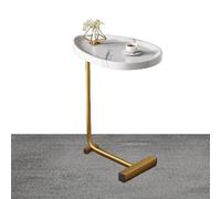 Mesa auxiliar en forma de C, mesa de centro en forma de C, mesa de centro auxiliar, mesa pequeña de bandeja de TV, bandeja de sofá delgada y estrecha con marco de metal, diapositiva de té rústica