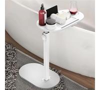 Mesa Auxiliar En Forma De C, Mesa Debajo Del Sofá Con Altura Ajustable Y Forma De C Para Sofá Y Cama, Mesa Auxiliar Con Bandeja Para TV Giratoria De 360° Para Espacios Pequeños, Sala De Estar(White)