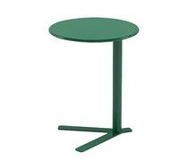 Mesa auxiliar en forma de C, mesa redonda de aperitivos para sofá, mesa auxiliar con marco de metal, mesas de centro ajustables para sala de estar, dormitorio, balcón, oficina, color verde