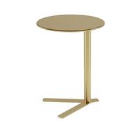 Mesa auxiliar en forma de C, mesa redonda para sofá con marco de metal, mesas de centro ajustables para sala de estar, dormitorio, balcón y oficina, elegante acabado dorado, diseño moderno