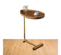 Mesa auxiliar En Forma De C - Mesas Estrechas Y Finas Con Marco De Metal | Mesa De Brazo De Sofá | Mesa De Baja De Soporte | Deslizamiento Bajo La Mesa Del Sofá | Mesa De Té Rústica | Bandeja De Tabla