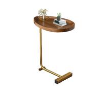 Mesa auxiliar en forma de C: mesita de noche delgada para espacios pequeños | Mesa auxiliar de sofá con base de carga | Mesa de té rústica para aperitivos | Mesa de centro al final del sofá | Mesas de