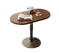 Mesa Auxiliar en Forma de C para Sofá Estructura de Acero Pintada de Negro Mesas Auxiliars Cama Altura Ajustable Mediante Presión Neumática Escritorio Giratorio Mesas Auxiliars Ordenador(Walnut)
