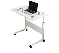 Mesa Auxiliar Escritorio para Computadora Altura Móvil Ajustable Soporte para Computadora Portátil Móvil Bandeja con Ruedas Sofá Cama Portátil con Ruedas Sobrecama (Blanco 60X40Cm)