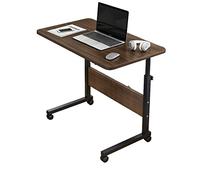 Mesa Auxiliar Escritorio para Computadora Altura Móvil Ajustable Soporte para Computadora Portátil Móvil Bandeja con Ruedas Sofá Cama Portátil con Ruedas Sobrecama (Marrón 60X40Cm)