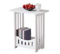 Mesa auxiliar estrecha blanca con estructura de mesa auxiliar de 2 niveles con estante de exhibición para decoración de organización del hogar (un solo nivel)