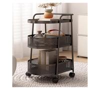 Mesa Auxiliar Estrecha, Carrito de Servicio extraíble con Ruedas for Almacenamiento, Mesa Auxiliar, mesita de Noche con Canasta con Estante de Almacenamiento(Black)