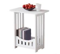 Mesa auxiliar estrecha clásica de PVC blanco y mesita de noche con estantes de exhibición de 2/3 niveles, elegante estilo de corte rectangular, resistente al desgaste, muebles que ahorran espacio (un