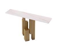 Mesa Auxiliar Estrecha con Estructura de Metal Mesa Consola Gran Capacidad de Carga Mesa Multifuncional para Salón Pasillo Entrada Multicolor(Gold+White,100 * 30 * 80cm)
