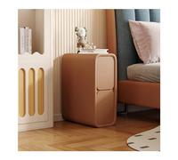 Mesa auxiliar estrecha minimalista para sofá, mesita de noche delgada con 2 cajones, piel de microfibra y muebles de madera para espacios pequeños, 35 cm, color naranja