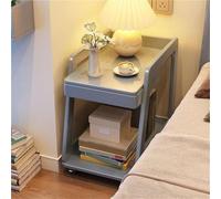 Mesa auxiliar estrecha para espacios pequeños móvil moderna de 2 niveles, mesa auxiliar para sofá, sala de estar o dormitorio (azul)