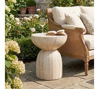 Mesa auxiliar exterior MgO, ligera y práctica, con estilo moderno, adecuada para uso en interiores y exteriores, incluyendo jardines, balcones, piscinas, etc. (óptica travertina)