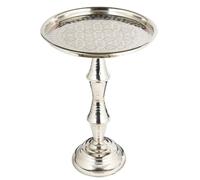 Mesa auxiliar Fasla de latón con bandeja decorada, aire oriental 50 cm | Fasla suma a su salón una superficie decorativa: una estructura de latón y bandeja redonda labrada con un brillo plateado.