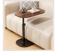 Mesa Auxiliar Forma C, Mesa Auxiliar De Sofá, Mesa Auxiliar De Altura Ajustable Para Dormitorio, Mesa Auxiliar Sofa, 45 (45-80)X 30 Cm, Nogal Con Marco Negro, Mesa De Noche Para Sala De Estar, Suelo