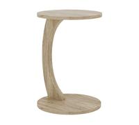 Mesa auxiliar holeby con 4 ruedas 56xø38 cm - travertino [en.casa]