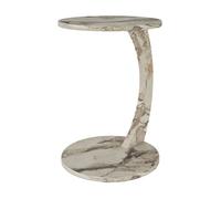 Mesa auxiliar holeby con 4 ruedas aglomerado 56 x ø 38 cm - mármol blanco crema [en.casa]