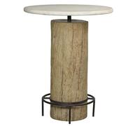 Mesa Auxiliar Home ESPRIT Blanco Natural Mármol Madera de Teca 90 x 90 x 114 cm - Marca: Home ESPRIT - EAN: 8424002179700