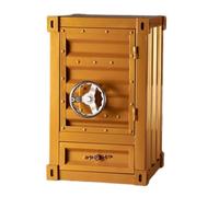 Mesa Auxiliar Industrial con Cajón Y Tirador Giratorio, Armario Vintage Estilo Contenedor De Hierro Forjado, Armario Contenedor De Envío De Hierro para Hogar, Oficina Y Bar(Gold,1 Pack)