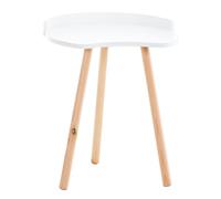 CLP Mesa Auxiliar Jannis De Madera MDF En Estilo Escandinavo I Mesa Decorativa En Forma De Riñon con Patas Acampanadas, Color:Blanco