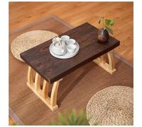 Mesa auxiliar japonesa retro multifuncional para balcón, mesa baja con taburete, elegante mesa de suelo para el hogar, color marrón té, 60 x 35 x 30 cm, perfecta para espacios pequeños