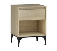 Mesa auxiliar kistiandi con cajón mdf 62x46x40cm - roble claro [en.casa]