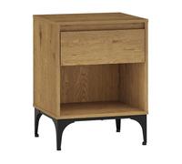Mesa auxiliar kistiandi con cajón mdf 62x46x40cm - roble oscuro [en.casa]