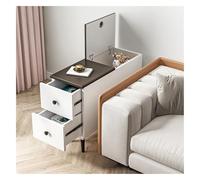 Mesa Auxiliar Larga y Estrecha con 2 cajones y Tapa abatible, Armario de Almacenamiento con Orificio for pasacables y Patas de Madera Maciza.(Brown,100cm)