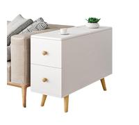 Mesa Auxiliar Larga y Estrecha con 2 cajones y Tapa abatible, Armario de Almacenamiento con Orificio for pasacables y Patas de Madera Maciza.(Wei,80cm)