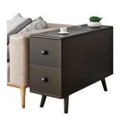 Mesa Auxiliar Larga y Estrecha con 2 cajones y Tapa abatible, Armario de Almacenamiento con Orificio for pasacables y Patas de Madera Maciza.(Schwarz,70cm)