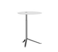 Mesa Auxiliar Little Friend KS11 de Altura Ajustable, Blanco y Aluminio Pulido