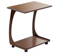 Mesa auxiliar madera maciza con ruedas,mesa en forma C,mesa con bandeja para TV con almacenamiento,mesa auxiliar que se desliza debajo sofá para espacios pequeños,adecuada para sala estar 70cm/27.6in