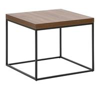 Mesa auxiliar madera oscura negro 60 x 60 cm efecto cemento base de metal Dorris