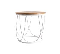 Mesa auxiliar madera y metal blanco 42 cm LACE