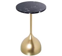 MESA AUXILIAR MÁRMOL NEGRO C/PATAS METAL DORADO_°35X60CM