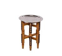 Mesa auxiliar Mesa baja Mesita de té Mesa oriental marroquí - Iman- Plata 40 cm