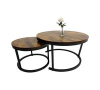 Relaxdays Set 2 mesas apilables diseño industrial marrón,negro