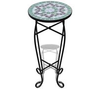 Mesa Auxiliar Mesa para Plantas de Mosaico Color Verde y Blanco